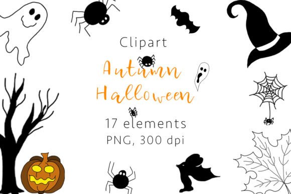 Autumn Halloween Clipart, PNG: High-Resolution Digital Assets for Creative Projects