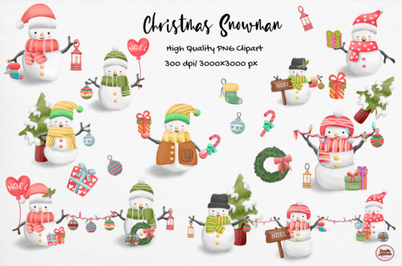 Christmas Summer Snowman Clipart: Blending Seasons for Unique Creative Projects