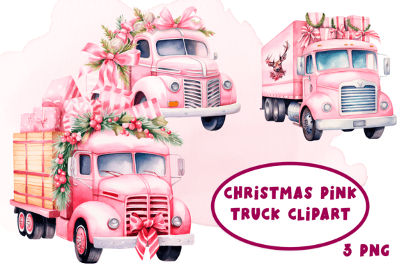 Elevating Holiday Branding with Pink Christmas Car Vintage Clipart: A Strategic Design Resource