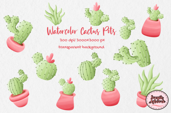 Enhancing Digital and Print Projects with Watercolor Cactus Pots