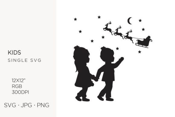 Girl and Santa Claus Sky Sledge: Elevating Holiday Design with Precision Vector Art
