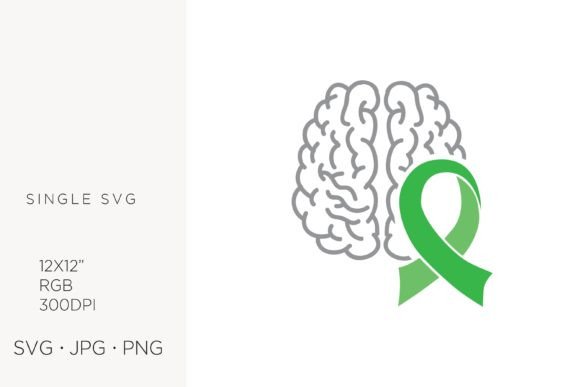 Human Brain with Green Ribbon: A Versatile Digital Asset for Modern Design
