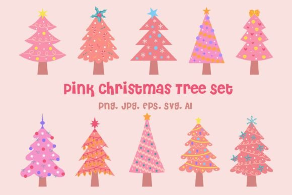 Pink Christmas Tree Set: Scandi Style Designs