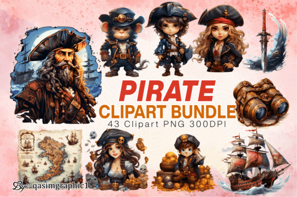 Pirate Bundle Clipart & Sublimation PNG