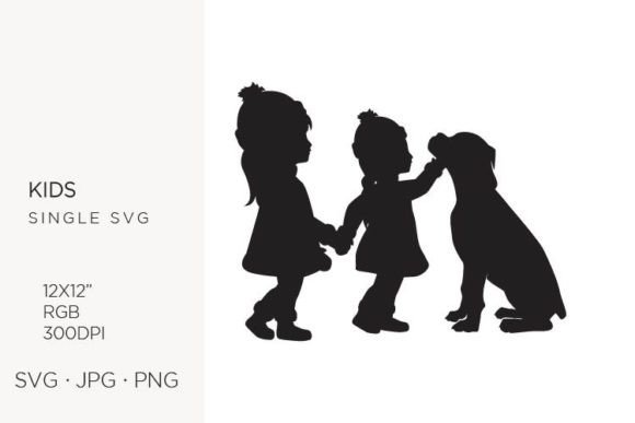 Silhouette of a Girls with a Dog: A Versatile Digital Asset for Modern Creators