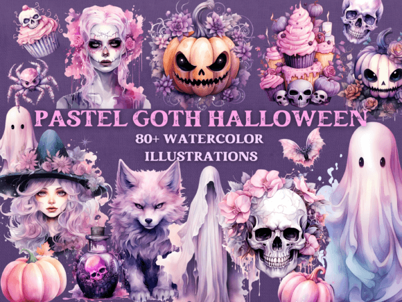 Strategic Visual Identity: Leveraging Pastel Goth Halloween Clipart for Brand Differentiation