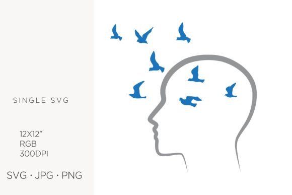 Unlocking Creative Potential with Human Brain and Birds Vector Illustration