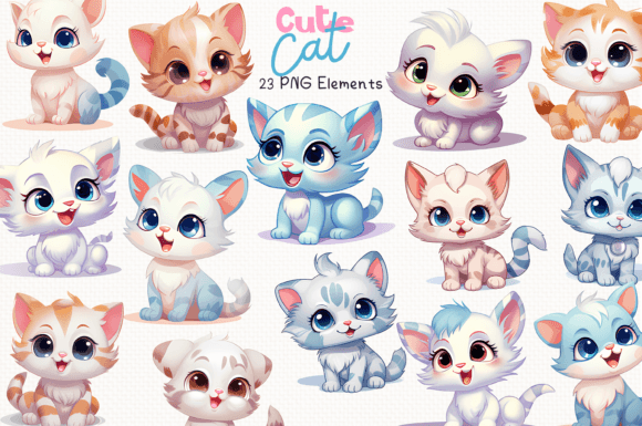 Unlocking Creative Potential with the Cute Cat 23 Cliparts Collection