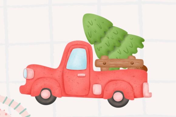 Unlocking Creative Potential with Watercolor Truck and Christmas Tree Digital Illustrations