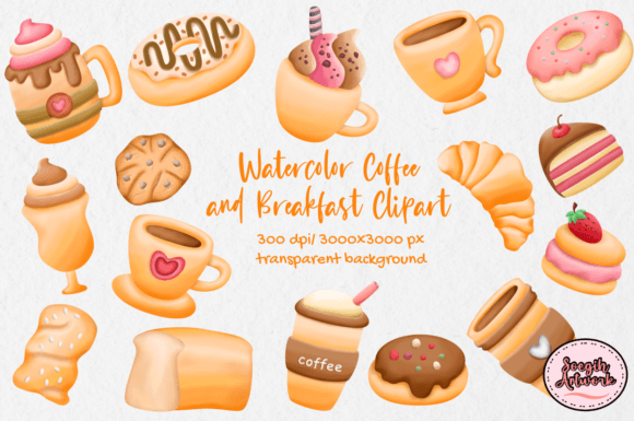 Watercolor Coffee and Breakfast Illustrations