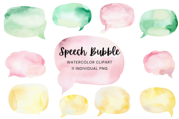 Watercolor Speech Bubble Clipart Bundle